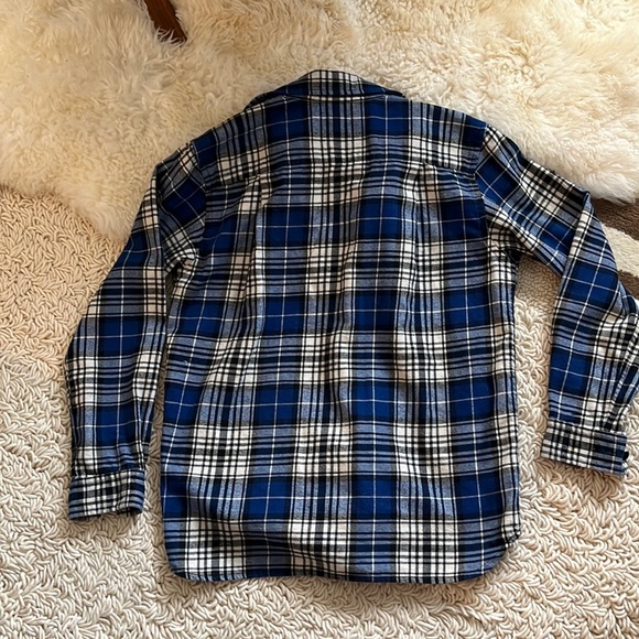 Women’s LRL P/S Flannel Blue & Cream Button Down Shirt - Picture 6 of 8